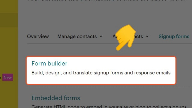 Chọn Form Builder để xây dựng thiết kế loại form