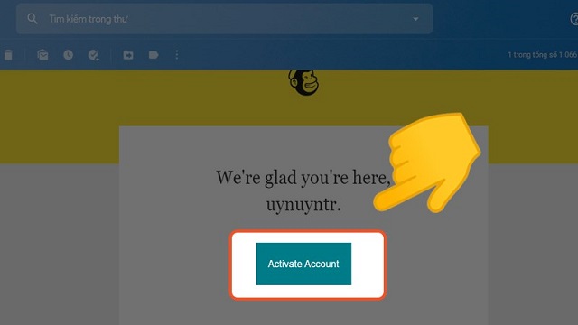 Kích hoạt tài khoản bằng cách nhấn vào Activate Account