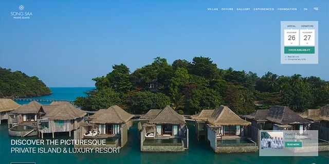 Ảnh 10: Giao diện web của khách sạn Song Saa Resort