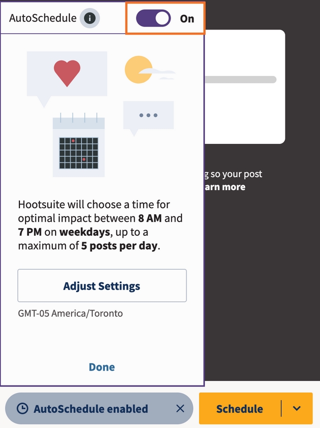 Tính năng tự động lên lịch của phần mềm Hootsuite