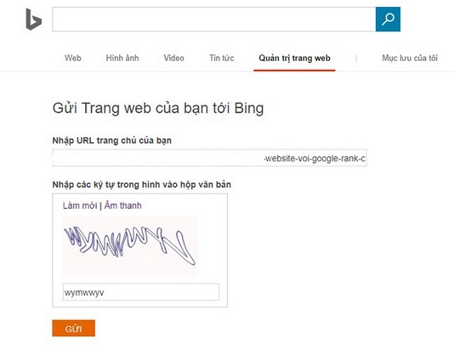 Ảnh 3: Tiến hành kiểm tra Google Index qua Bing